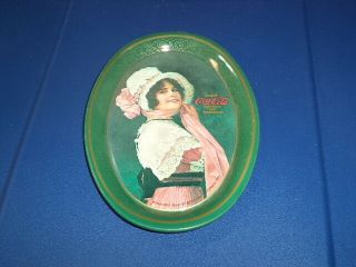 Vintage Oval Coke Coca Cola Tin Metal Serving Tray Platter 1914 Betty Girl 1970s