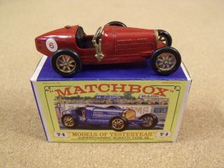 Old Vintage Lesney Matchbox Y - 6 1926 Type 35 Bugatti Box