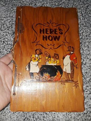 Mixed Drinks Vintage 1941 Wood Covered Bartender Recipe Book " Here 