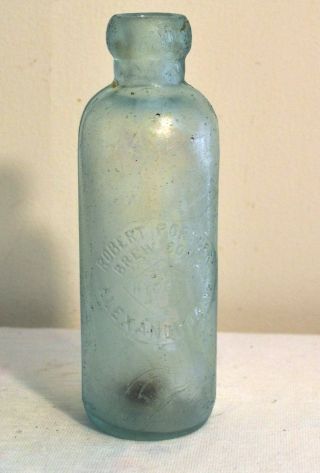 Antique Robert Portner Brew Co Alexandria Va Hutchinson Aqua Opalescent Bottle