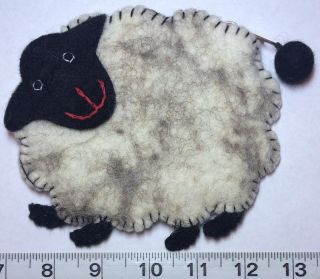 Felt Wool,  Sheep Design Bag / Pouch.  8,  1 With A Slightly Sticky Zipper 9 Total