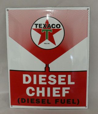 Texaco Diesel Chief Vintage Style Porcelain Enamel Signs Gas Pump Man Cave Decor