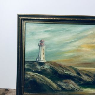 Peggy’s Cove Painting,  Nova Scotia,  Canada / Framed Lighthouse Sunset Painting / 2