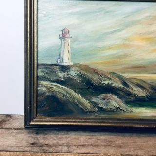 Peggy’s Cove Painting,  Nova Scotia,  Canada / Framed Lighthouse Sunset Painting / 5
