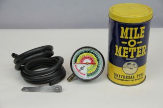 Vintage Mile O Meter Gauge Tin Can Mount Kit Retro 1950 