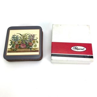 Pimpernel Floral Array Cork Backed Coasters Vintage Made In England Set Of 6