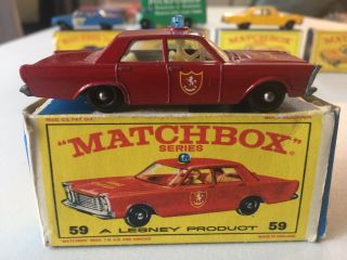 Matchbox Lesney 59 C1 Ford Galaxie Fire Chief Car W Orig Type E4 Box