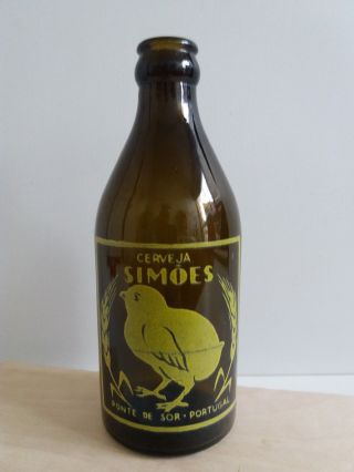 Vintage 1940/50´s Portuguese Beer Bottle Brown Glass " SimÕes "