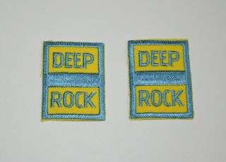2 Rare Vintage Deep Rock Oil & Gas Station Cloth Jacket Patch Nos 1970s