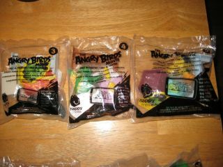 COMPLETE Set of 10 Angry Birds from McDonalds Happy Meals Toys in BAGS NIP 3