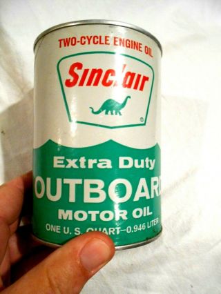 Vintage Sinclair Extra Duty Outboard Motor Oil 1qt - Full - Composite Can