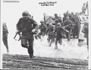 Chuck Caldwell Tarawa & Guadalcanal 2nd Marine Division Vet Rare Signed Photo