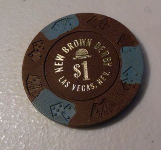 Vintage $1.  Brown Chip From Brown Derby Casino Lv
