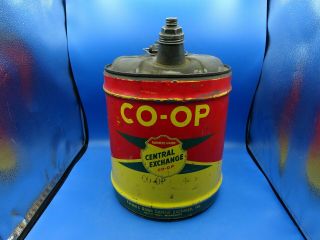 Vintage Advertising Co - Op Farmers Union 5 Gallon Oil Tin Oil Can