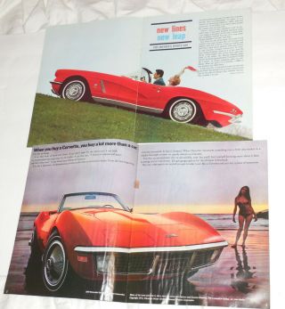 Four Corvette Brochures 1956 1958 1962 1970 Plus 1958 Corvette Postcard 3