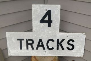 Vintage 1960s Aluminum Reflective 4 Tracks Transportation Railroad Crossing Sign