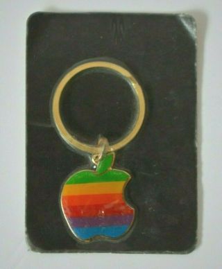 Vintage Apple Computer Keychain Rainbow Logo Key Chain