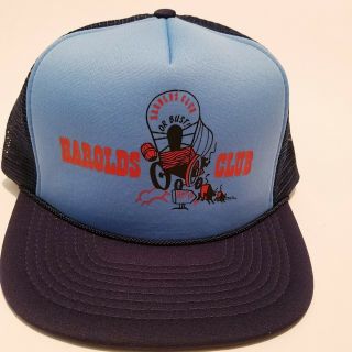 Vintage Harold’s Club Reno Trucker Hat,  Mesh,  Snapback Light Blue Front