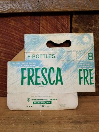 Vintage Fresca Cola Soda Cardboard Carton Carrier 8 Pack 16 Ounce Glass Bottle