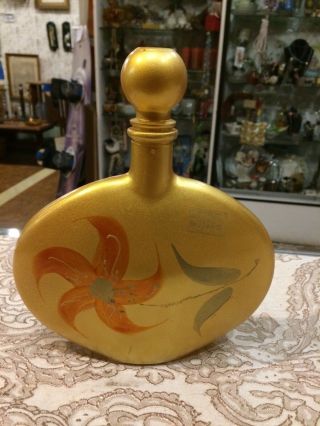 Vintage Mid Century Modern Gold Decanter Bottle Murano 8 1/2” Tall