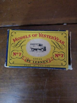 Matchbox 1918 4 Ton Leyland Lorry Y7 - 1 Models Of Yesteryear Moy In A Box
