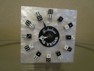Vintage Fabulous Las Vegas Casino Dice Stand Up Clock With Pearl Swirl Finish