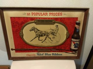 Vintage Pabst Blue Ribbon Beer Sign Old Time Horse Trotters Dan Grace Racing Bar