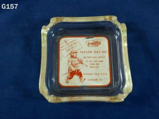 Vintage Sinclair Oil Smokey The Bear Glass Ashtray Taylor Gas Fairburn Ga Rare