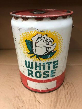 White Rose Motor Oil 5 Gallon Tin Bucket - Oil Can