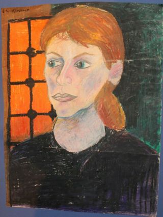 German art,  Antique expressionist painting,  Portrait,  signed E.  L.  Kirchner 2