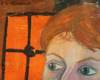 German art,  Antique expressionist painting,  Portrait,  signed E.  L.  Kirchner 3