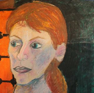 German art,  Antique expressionist painting,  Portrait,  signed E.  L.  Kirchner 4