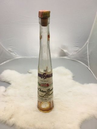 Vintage Liquore Galliano Empty Glass Bottle 23/32 Pint Italy 14 " Cork Stopper