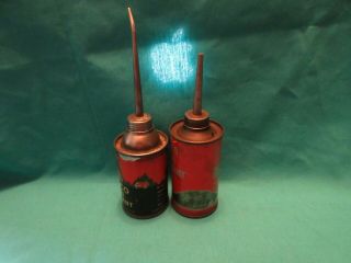 2 Vintage TEXACO Home Lubricant Advertising Handy Oiler Tin Can Oil Texas Old 4