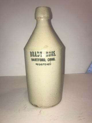 Vintage Brady Brothers Bros.  Brewing Hartford Ct Conn Beer Bottle Stoneware Jug