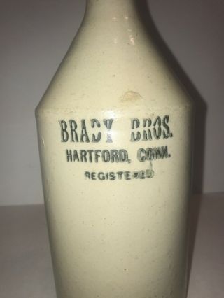 Vintage Brady Brothers Bros.  Brewing Hartford Ct Conn Beer Bottle Stoneware Jug 2