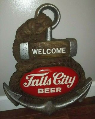 Vtg Fall City Beer Anchor Sign Barware Wall Hanging