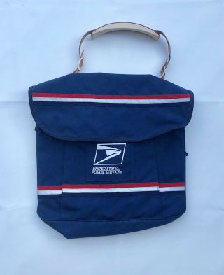 Usps United States Post Office Official Mail Bag W/leather Strap 13x20