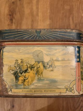 VINTAGE LOOSE - WILES NY STATUE OF LIBERTY SUNSHINE BISCUIT NY OCTAGON TIN 1930s? 3