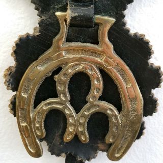 4 VTG Brass Horse Bridle Saddle Harness Ornament Medallions Owl Birds Horseshoe 2