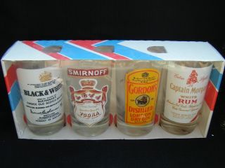 Vintage Smirnoff Captain Morgan Set Of 4 Barware Cocktail Glasses -