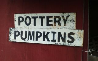 Vintage Wooden Produce Sign Vegetable Stand Pottery Pumpkins (for Chris)