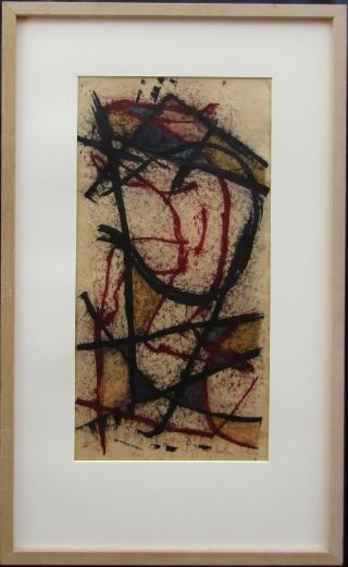 Mullen Signed Powerful Abstract Expressionist Head Mixed Media Painting No Res.