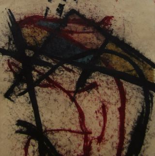 Mullen Signed Powerful Abstract Expressionist Head Mixed Media Painting NO RES. 3