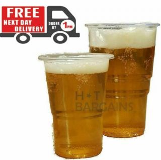1000 X Clear Strong Plastic Pint / Half Pint Disposable Beer Glasses Tumblers