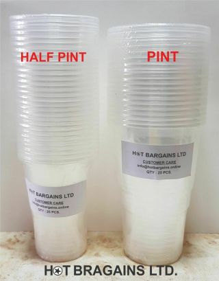 1000 X Clear Strong Plastic Pint / Half Pint Disposable Beer Glasses Tumblers 3