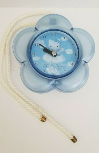 1999 Sanrio Hello Kitty Blue Angel Splash Proof Bath Clock W Towel Hanger