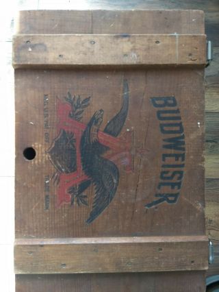 Vintage Anheuser Bucsh Bud Beer Box Wood Crate Budweiser Case