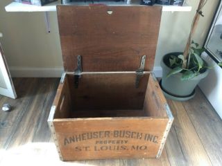 Vintage Anheuser Bucsh bud beer box wood crate Budweiser Case 3