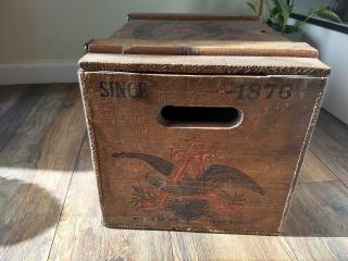 Vintage Anheuser Bucsh bud beer box wood crate Budweiser Case 4